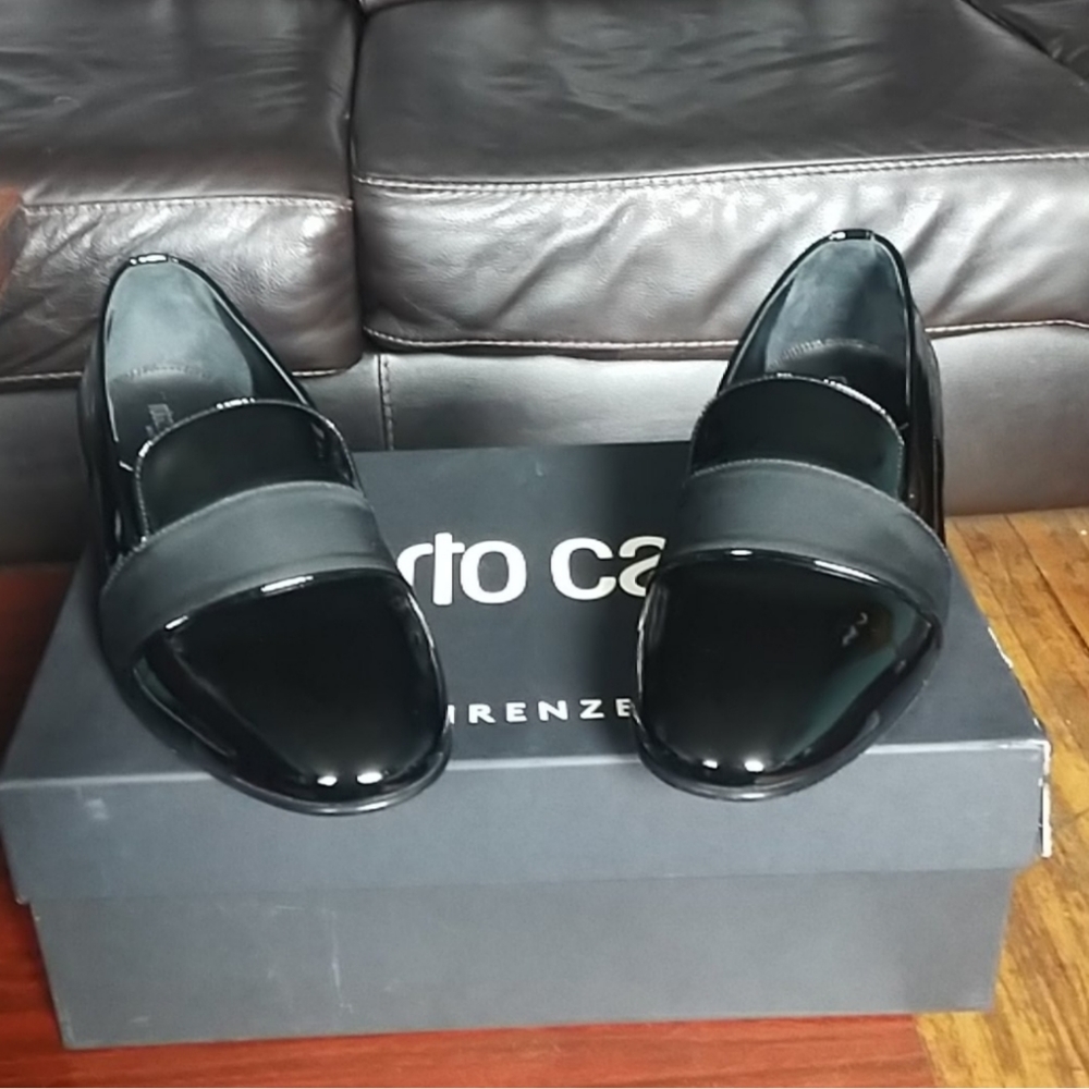 Roberto Cavalli PATENT LEATHER SMOKING SLIPPERS